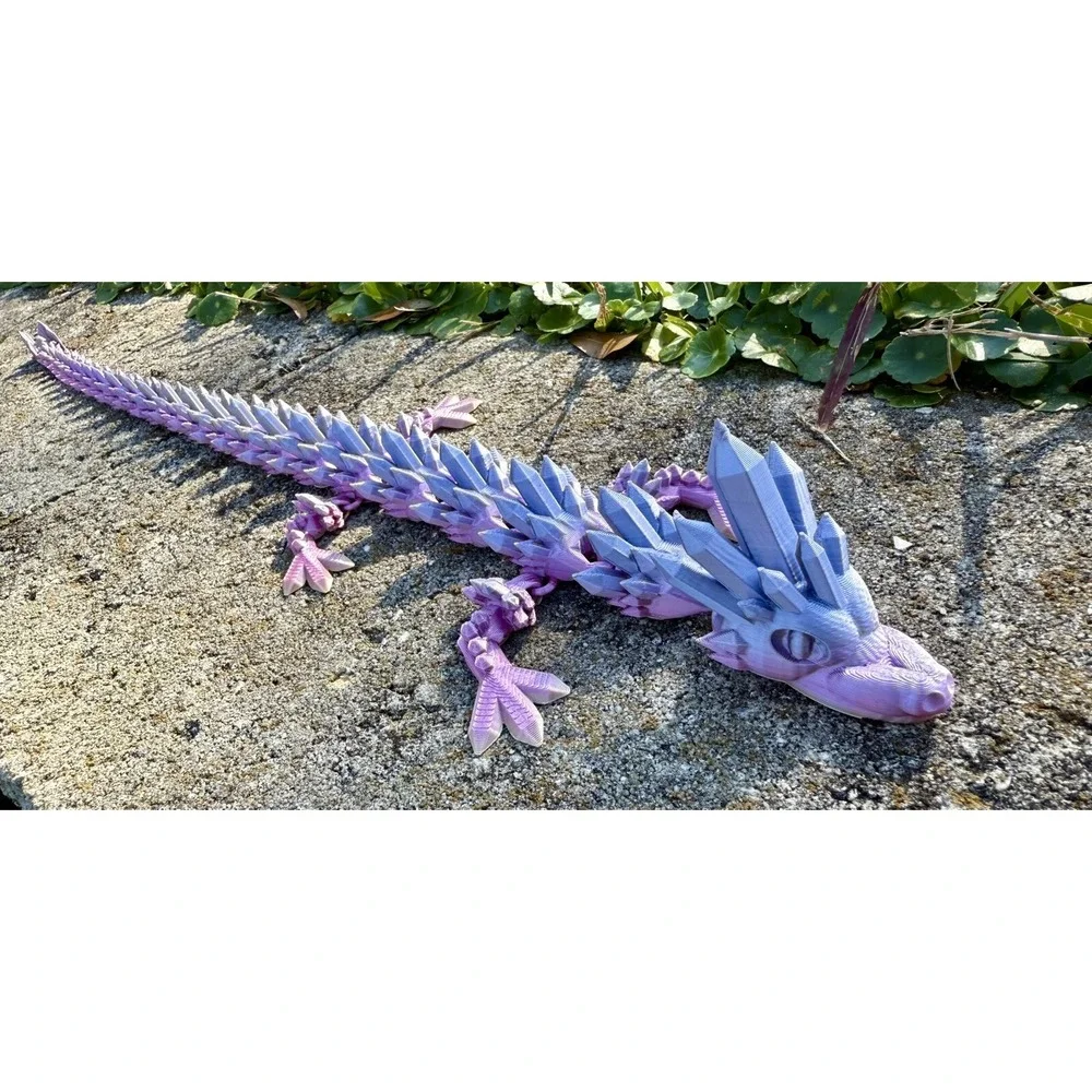 Articulated Crystal Dragon Fidget Toy 3D‎ Printed Flexible Sculpture